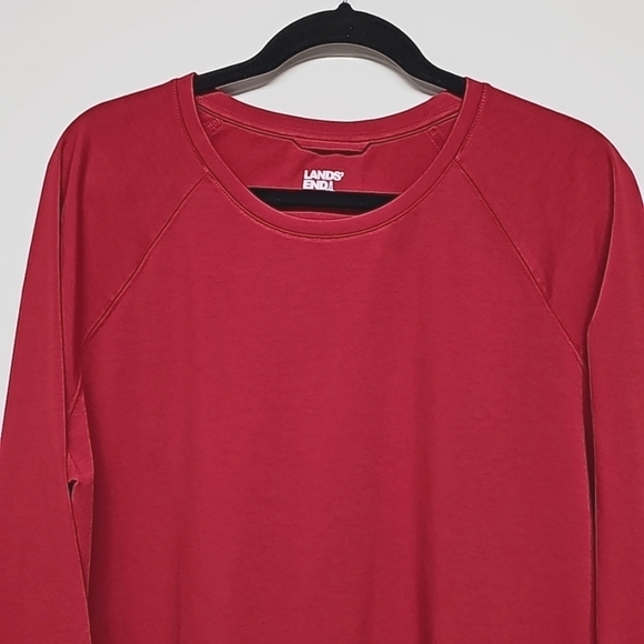 Lands' End Fleece Lined Leggings & LS Tee, Buffalo Plaid Blk White, Red XL 18 - Picture 3 of 12